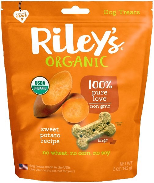 Riley's Organic Sweet Potato Recipe Biscuit Dog Treat， 5-oz bag， Large