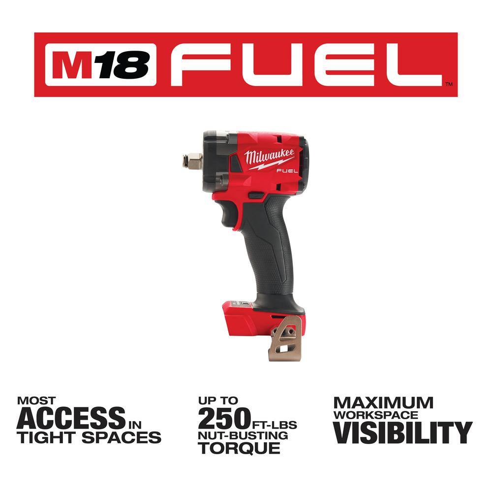 MW M18 FUEL GEN-3 18V Lithium-Ion Brushless Cordless 12 in. Compact Impact Wrench with Friction Ring (Tool-Only) 2855-20