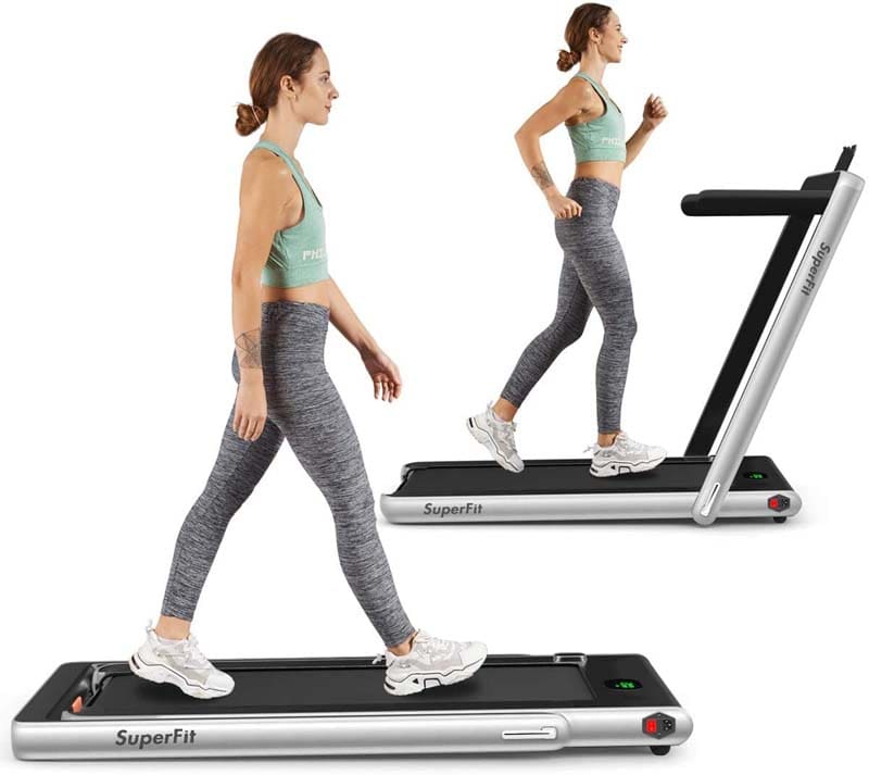 2 in 1 Folding Electric Treadmill for Home Gym, 2.25HP Under Desk Treadmill, Portable Walking Running Machine with Bluetooth Speaker