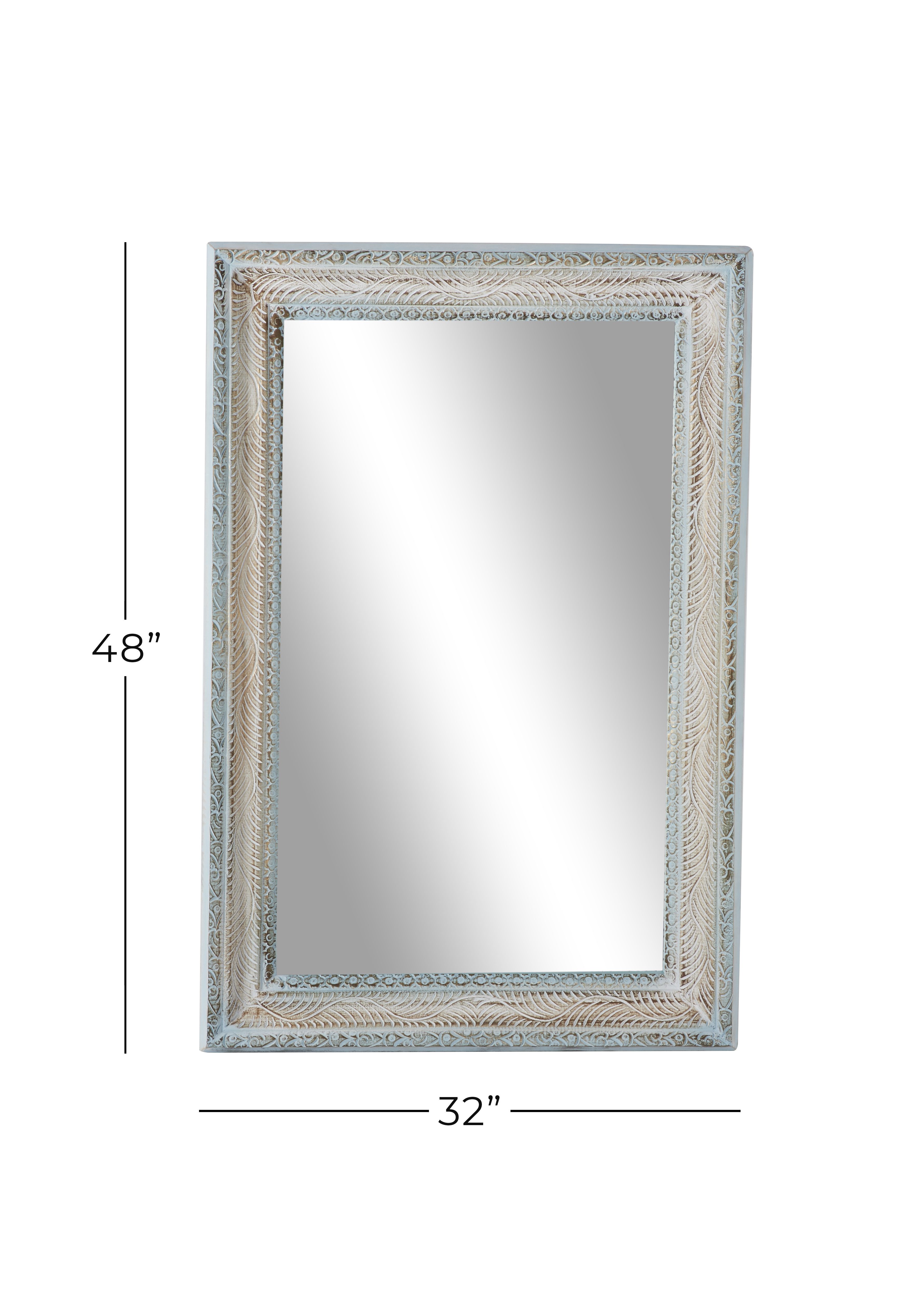 White Wood Farmhouse Wall Mirror 48 x 32