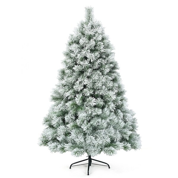 Costway 6ft or 7ft Premium Hinged Artificial Christmas Tree Snowy Pine