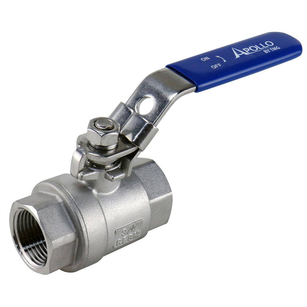 Apollo 34 in. x 34 in. Stainless Steel FNPT x FNPT 2-34 in. L Full-Port Ball Valve with Latch Lock Lever 96F10427