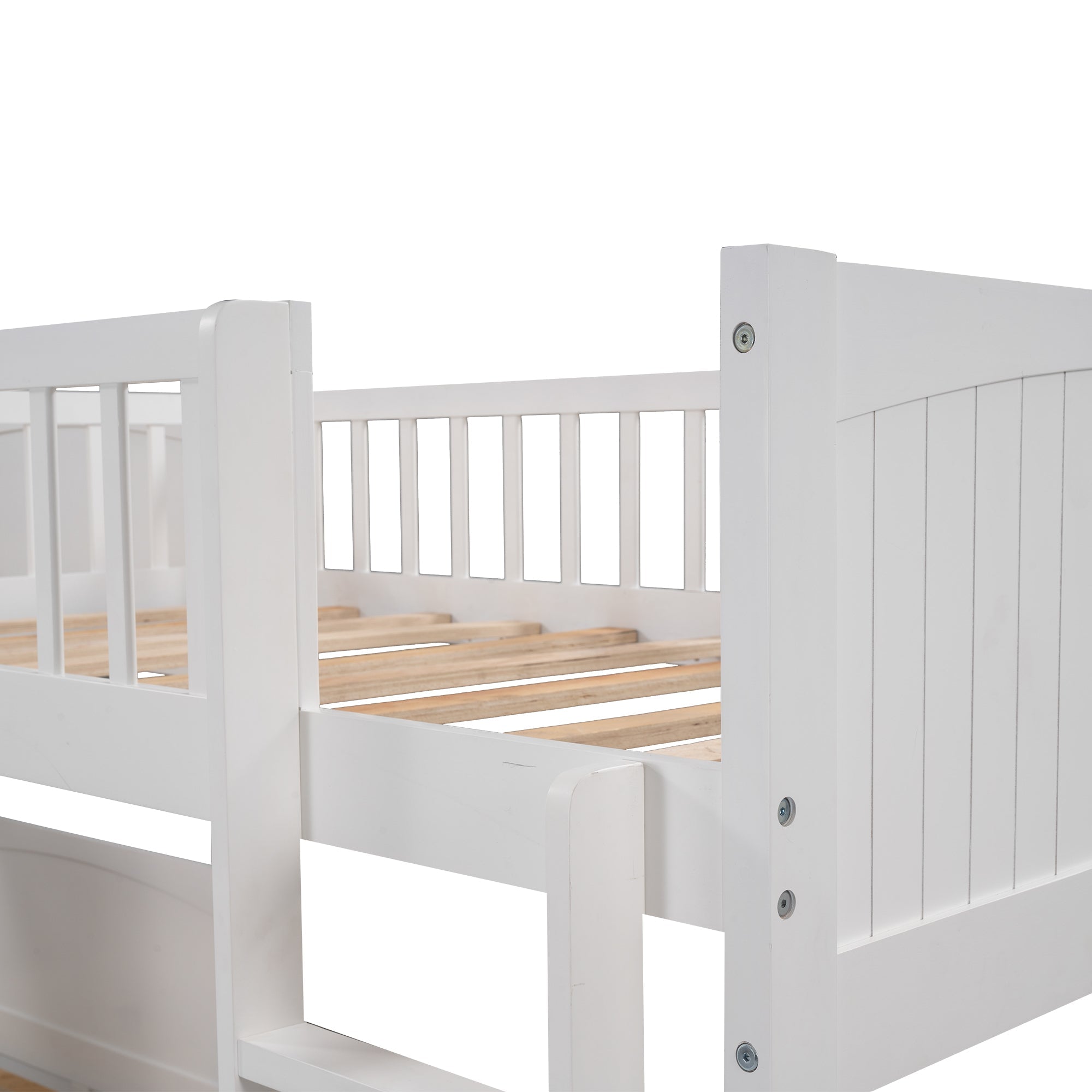 Euroco Wood Bunk Bed Storage, Twin-over-Twin-over-Twin for Children's Bedroom, White