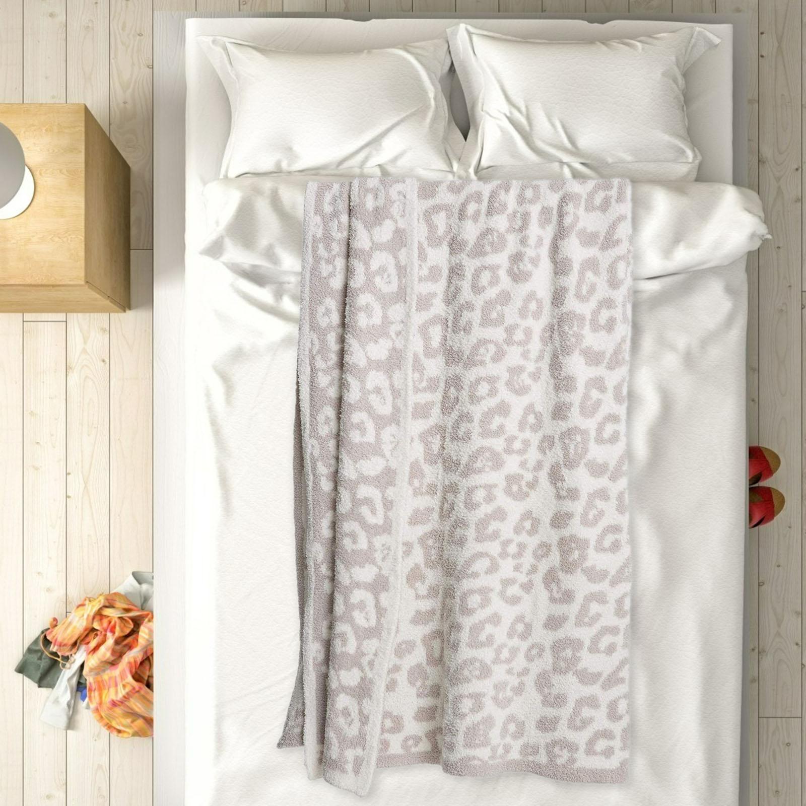 Fleece Throw Blanket Fuzzy Leopard Pattern Cozy Blanket Lightweight Washable for - 30x35inch