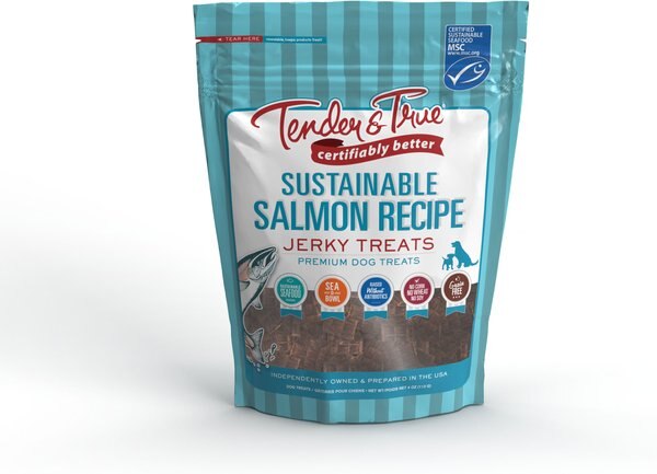 Tender and True Sustainable Grain-Free Salmon Flavored Jerky Dog Treats， 4-oz bag