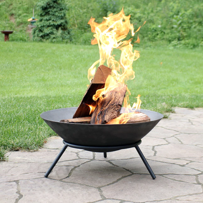 Sunnydaze Decor RCM-LG602 22-in W Silver Cast Iron Wood-Burning Fire Pit