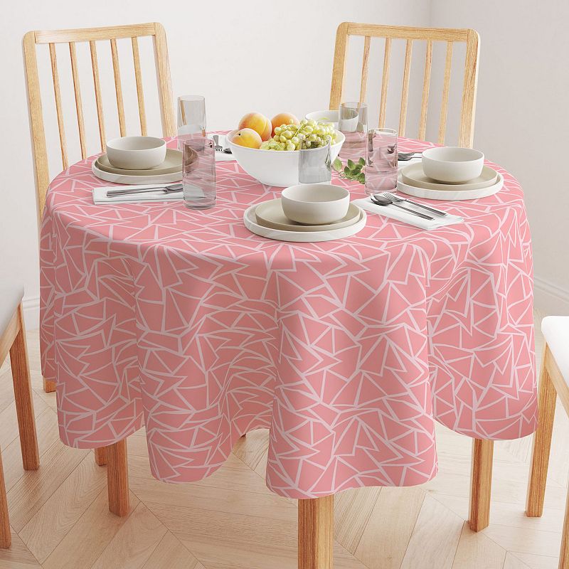 Round Tablecloth， 100% Polyester， 70 Round， Geometric Shapes Pink