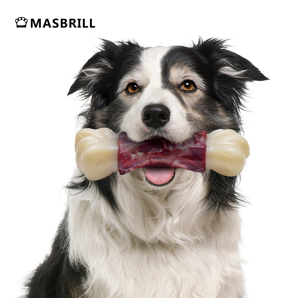 MASBRILL Large Dog Toys for Aggressive Chewers， Dog Toys for Large Dogs， Tough Dog Bone Chew Toys for Medium/ Large Dogs， Toothbrush Dog Toys for Aggressive Chewers Large Breed