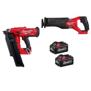 MW M18 FUEL 3-12 in. 18-Volt 21-Degree Lithium-Ion Brushless Cordless Nailer wSAWZALL Two 6Ah HO Batteries (2-Tool) 2744-20-2821-20-48-11-1862