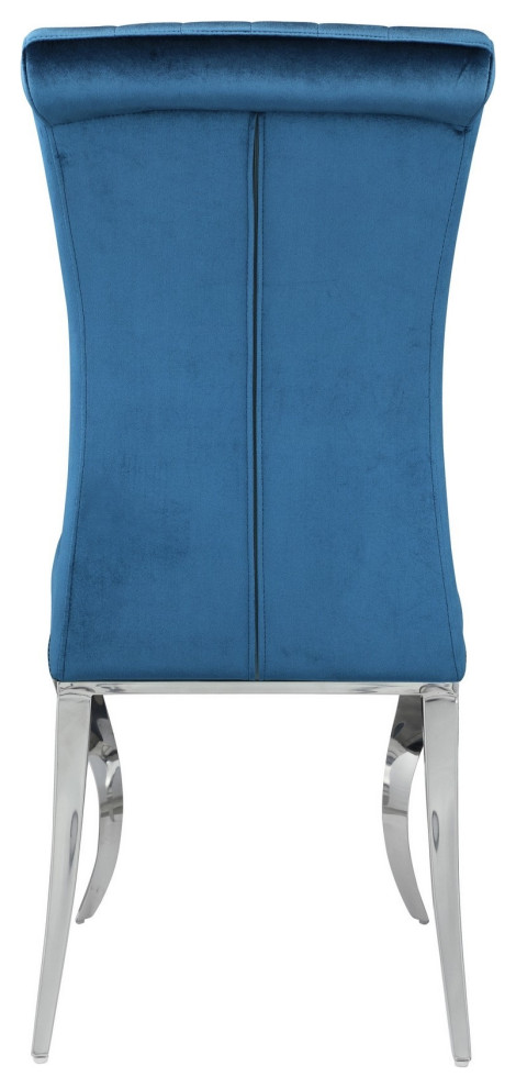 Dining Chair With Fabric Seat And Cabriole Legs  Set of 4  Blue   Contemporary   Dining Chairs   by VirVentures  Houzz