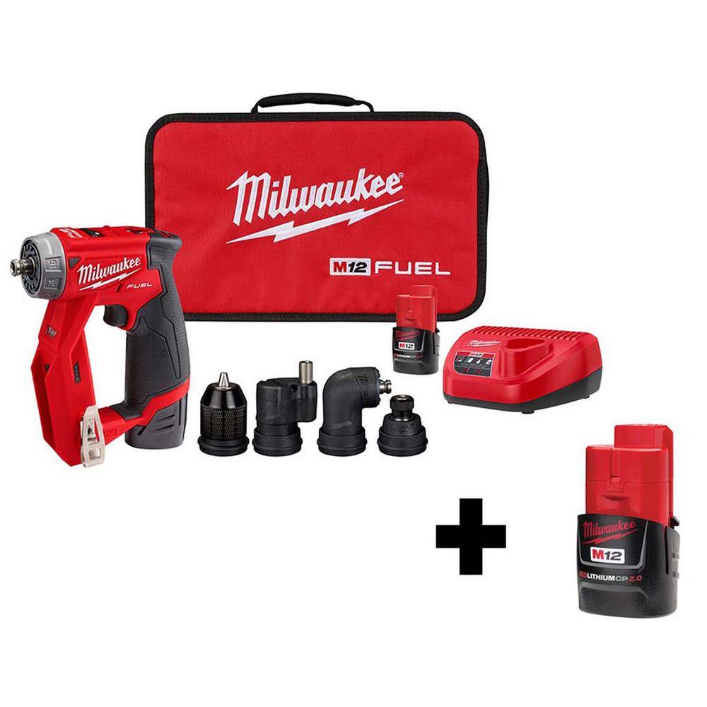 MW M12 FUEL 12V Lithium-Ion Brushless Cordless 4-in-1 Installation 38 in. Drill Driver Kit W Bonus 2.0Ah Battery 2505-22-48-11-2420