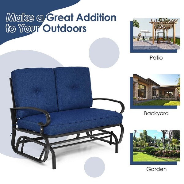 Costway 2Person Outdoor Swing Glider Chair Bench Loveseat Cushioned