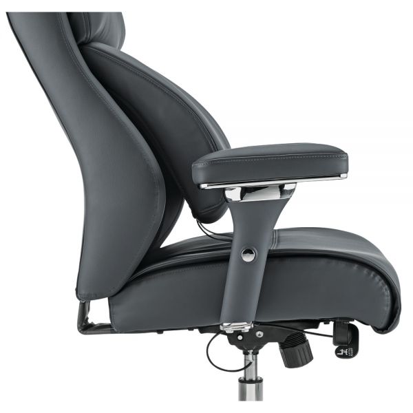 Modern Comfort Keera Bonded Leather Mid-Back Manager's Chair， Gray/Chrome， BIFMA Certified