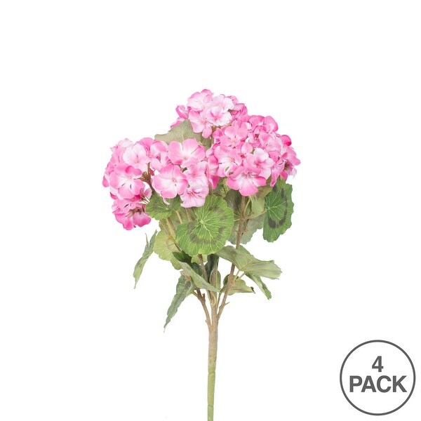 Vickerman 18 Artificial Light Pink Geranium Bush，4 Pack