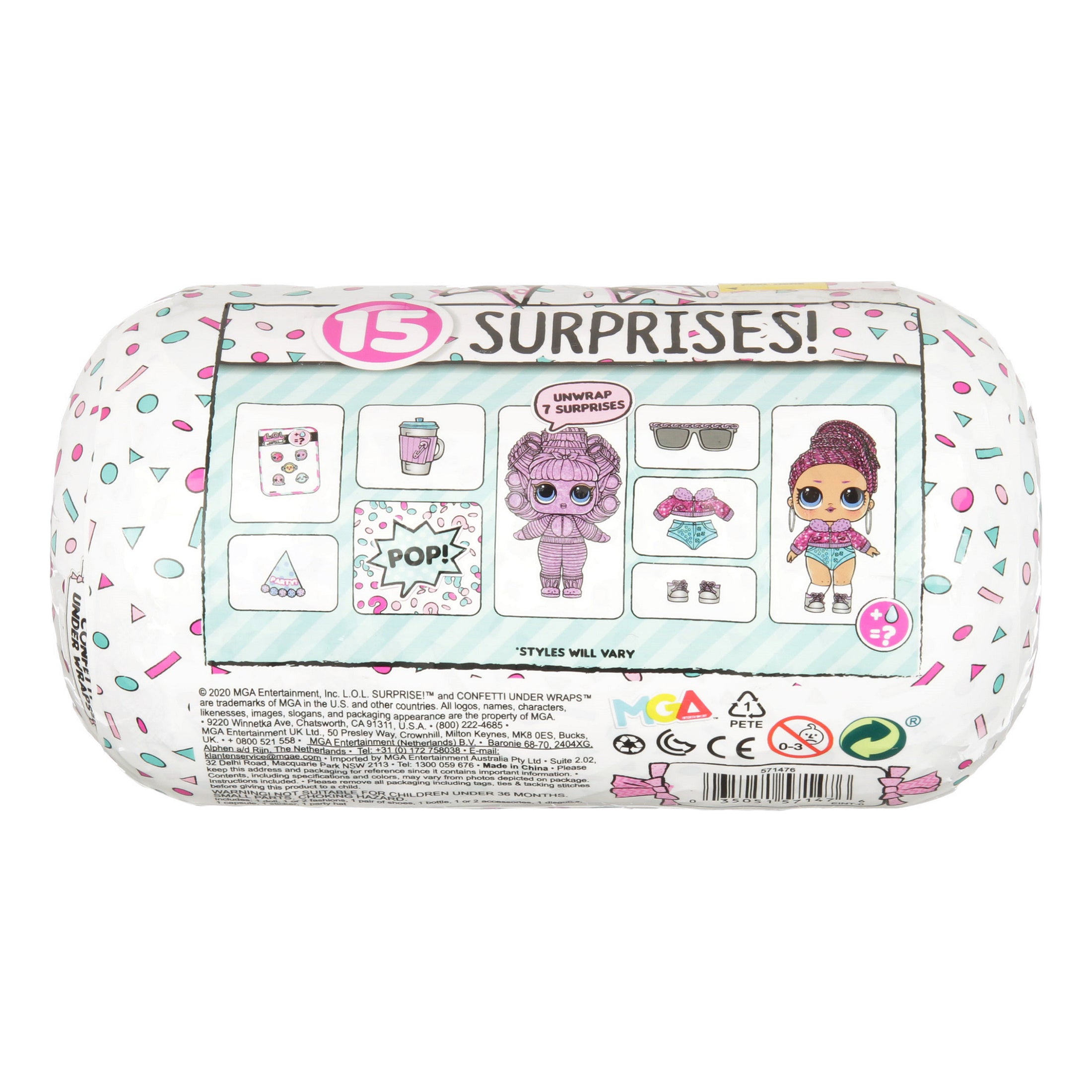 LOL Surprise Confetti Under Wraps Re-released Doll With 15 Surprises - Toys for Girls Ages 4 5 6+