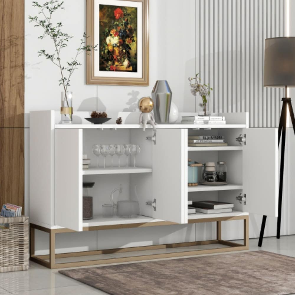 Modern Glam 4 Doors Storage Sideboard Accent Buffet Cabinet for Dining Room  Kitchen