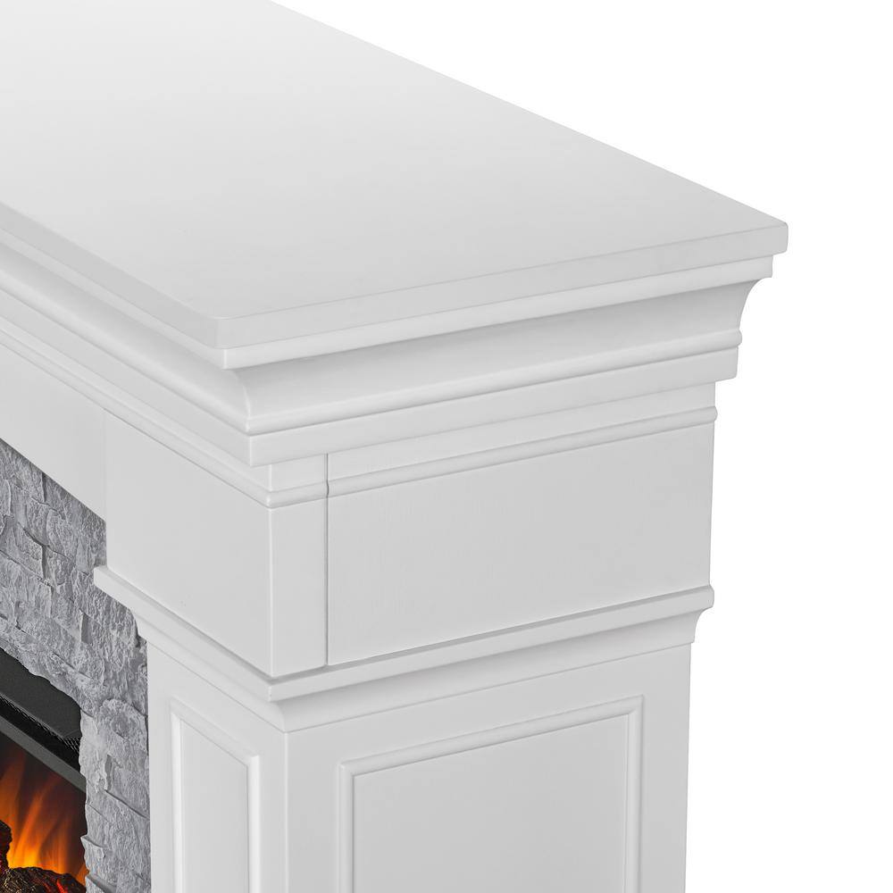 Real Flame Deland Grand 63 in. Freestanding Wooden Electric Fireplace in White 8290E-W