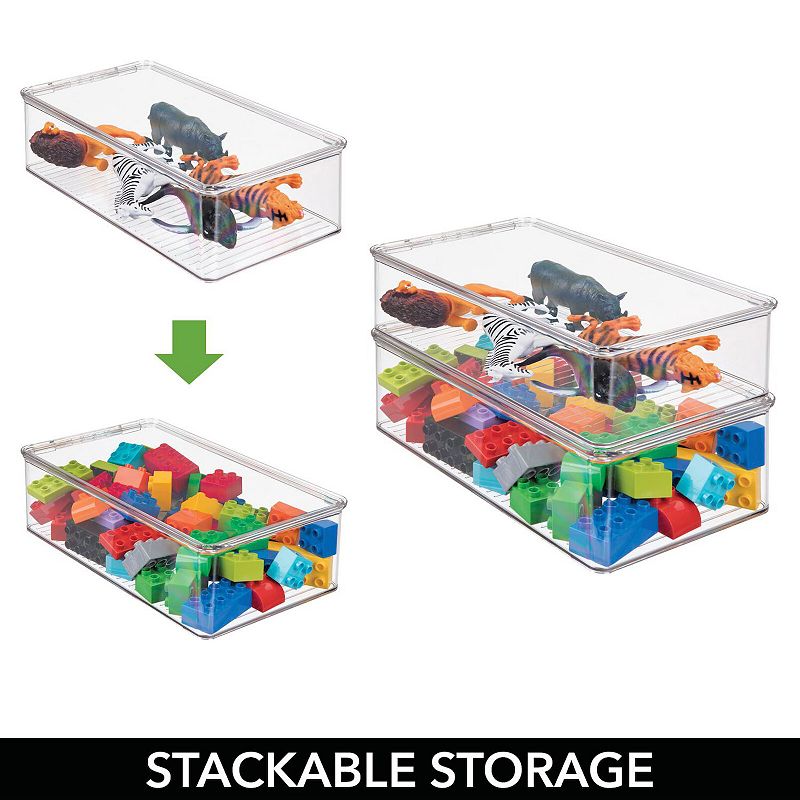 mDesign Plastic Playroom/Gaming Storage Organizer Box， Hinge Lid， 8 Pack