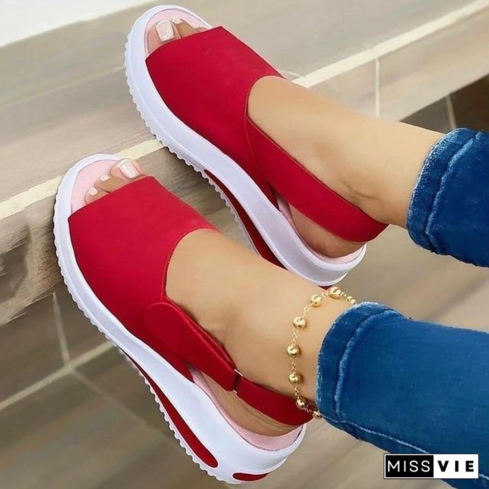 Summer Fashion Women's Wedges Sandals Beach Casual Female Platform Peep Toe Shoes Slingback Lady Mixed Colors Buckle Sandals