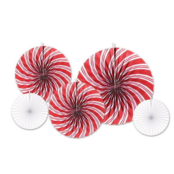 Beistle 20896 Peppermint Accordion Paper Fans  ass...