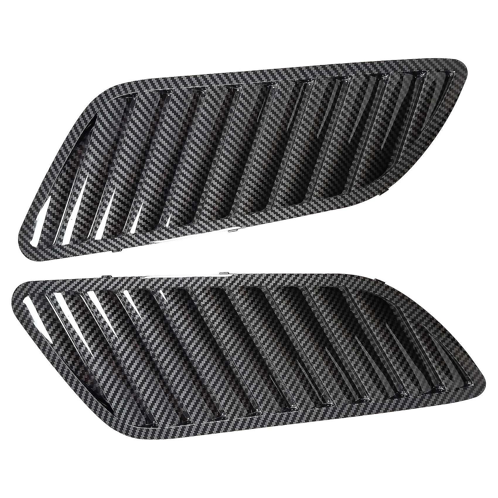 Car Front Grill Hood Cover， Carbon Fiber Bonnet Grill Air Outlet Vent Cover Trim For- E90 E91 E92 F