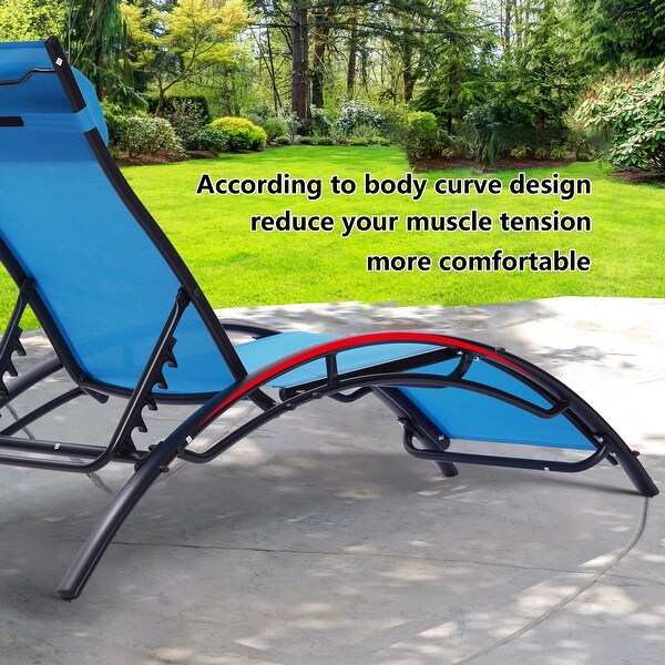 2PCS Set Chaise Lounges Outdoor Lounge Chair For Patio Lawn Beach Pool Side Sunbathing