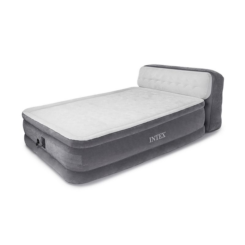 Intex Ultra Plush Inflatable Bed Air Mattress w/ Built-in Pump， Headboard， Queen