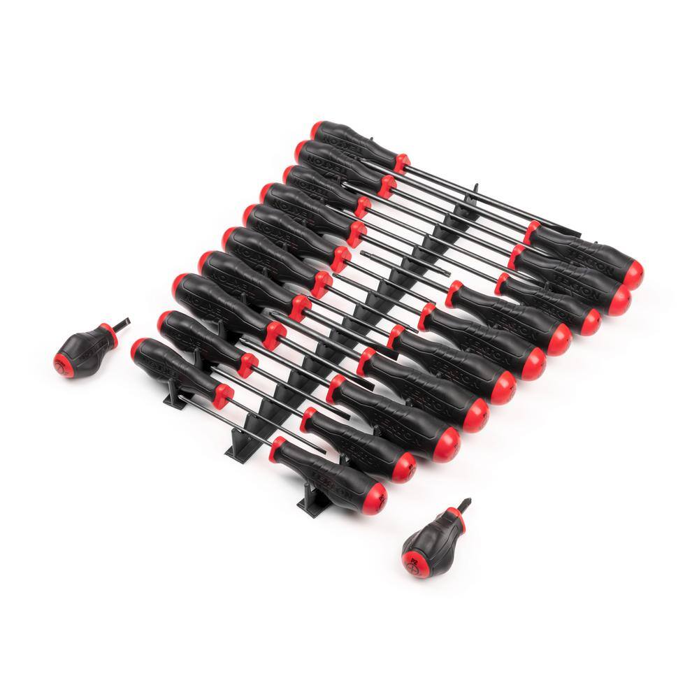 TEKTON High-Torque Black Oxide Blade Screwdriver Set with Black Rails 22-Piece (#0-#318-516 in. T10-30) DRV41507