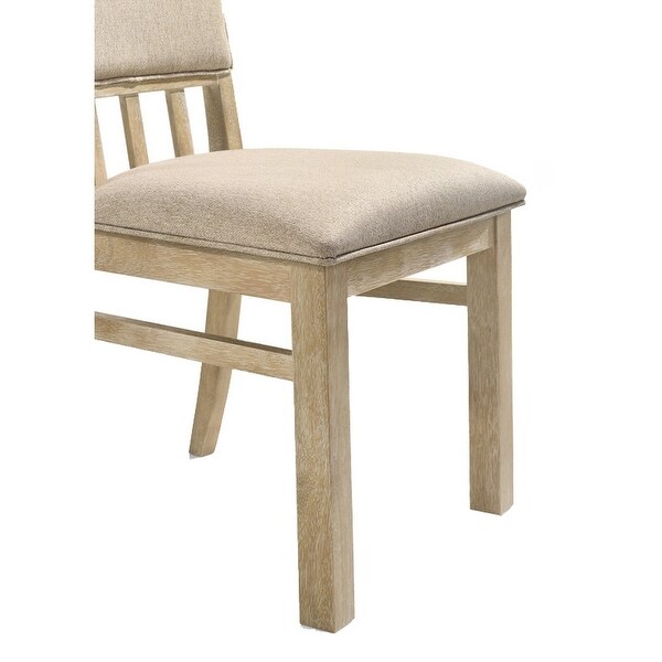 22 Inch Wood Dining Chairs Set of 2， Beige Cushioning， Slatted Low Back