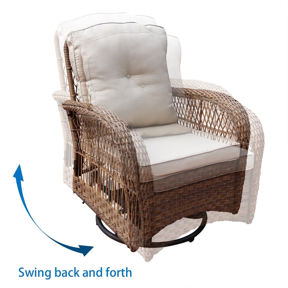 3 piece Wicker Swivel Chair Conversation Set by Havenside Home