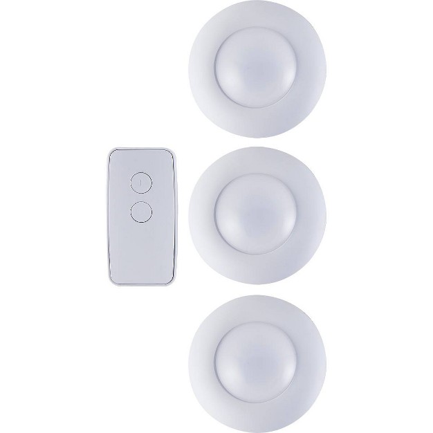 Energizer 3pk Led Puck Cabinet Lights Wireless With Remote White