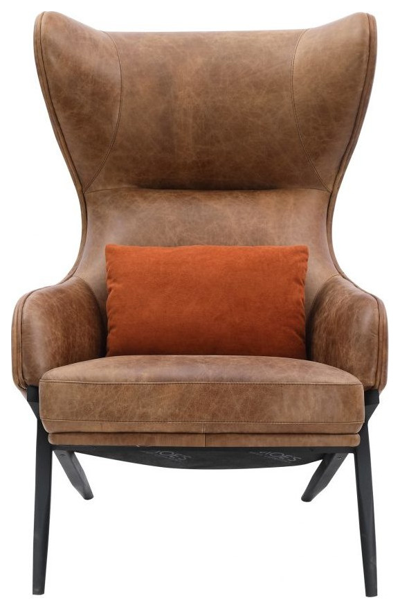 Amos Leather Accent Chair   Midcentury   Armchairs And Accent Chairs   by Old Bones Co.  Studios  Houzz