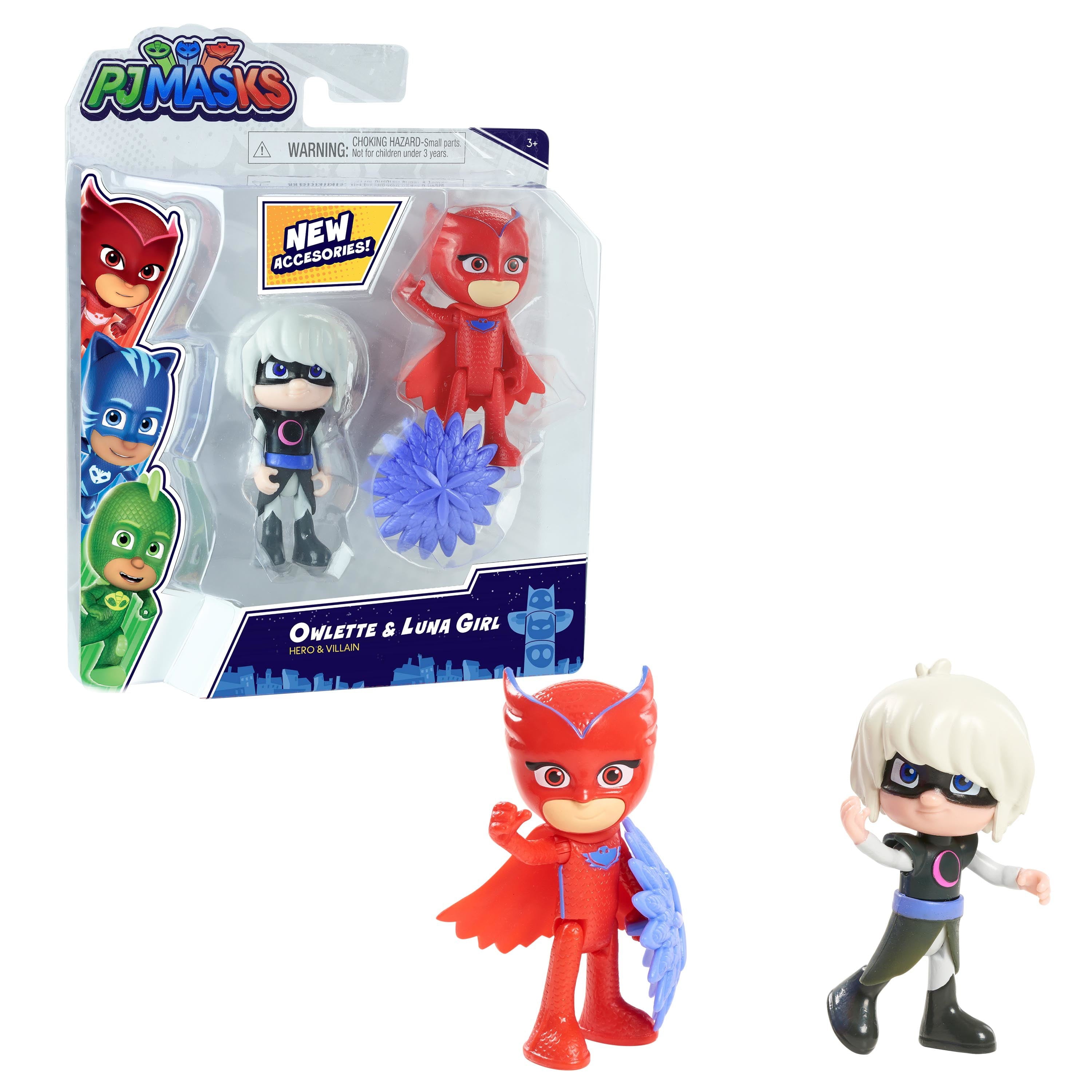 PJ Masks Hero vs. Villain 2-Pack Figure Set – Owlette and Luna Girl，  Kids Toys for Ages 3 Up， Gifts and Presents