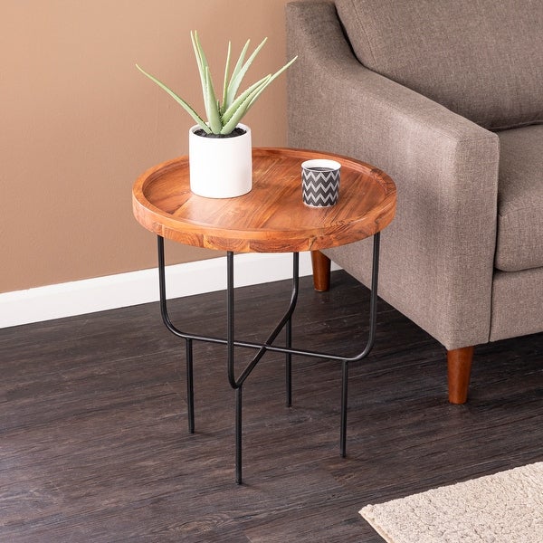 SEI Furniture Marisong Solid Acacia Wood Round Side Table