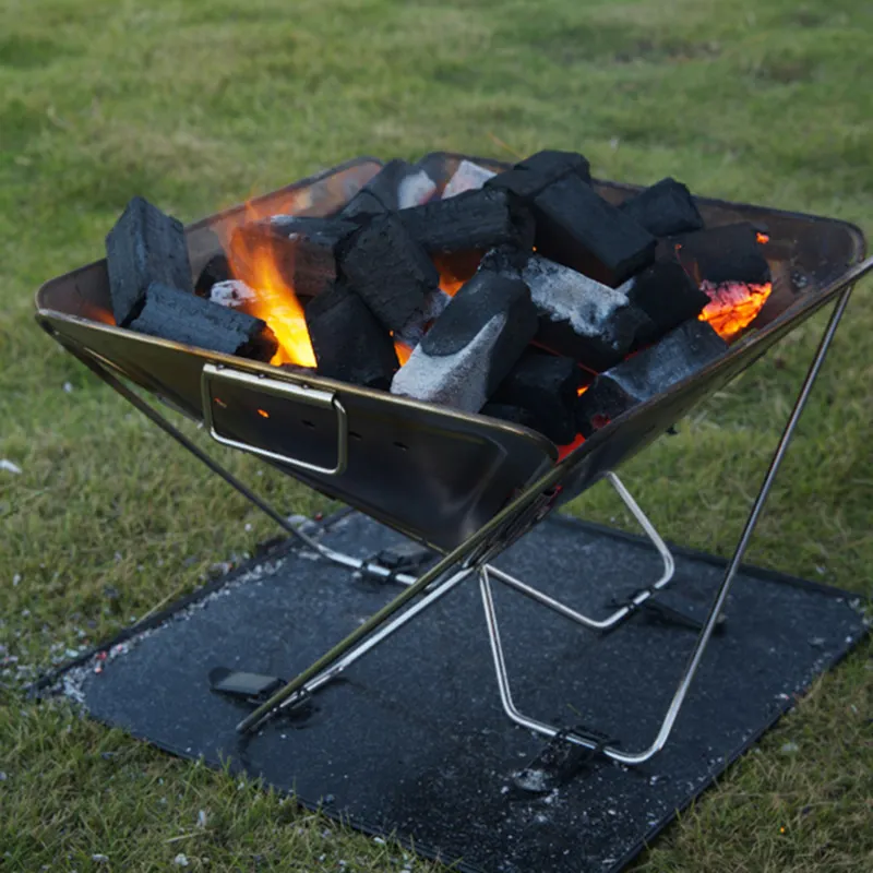 Medium Size Foldable Stainless Steel Wood Burning Camping equipment Tabletop Charcoal BBQ Grill