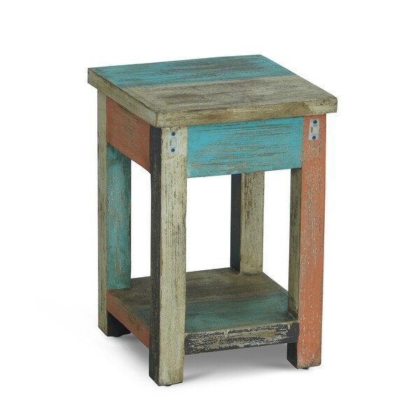 Meader Mango Wood Handmade Distressed Large Side Table by Christopher Knight Home