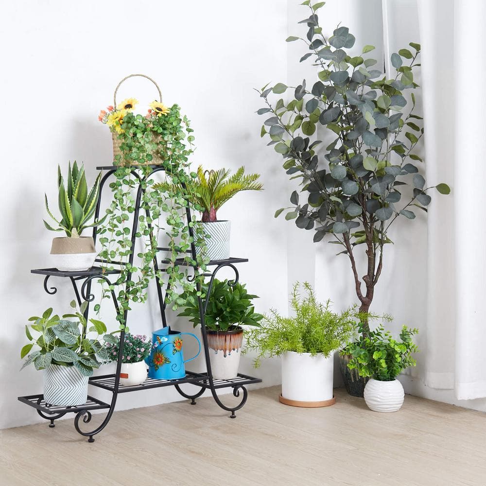 AESOME 33.5 in. Plant Stand Tall Flower Pot Holder 6-Tier Storage Display Planter Shelf for Patio Yard Garden Deck HJ469