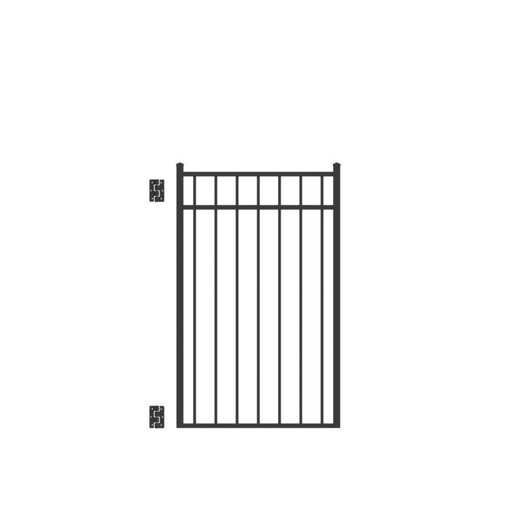 Barrette Outdoor Living Natural Reflections Standard-Duty 3 ft. W x 4.5 ft. H Black Aluminum Straight Pre-Assembled Fence Gate 73009470