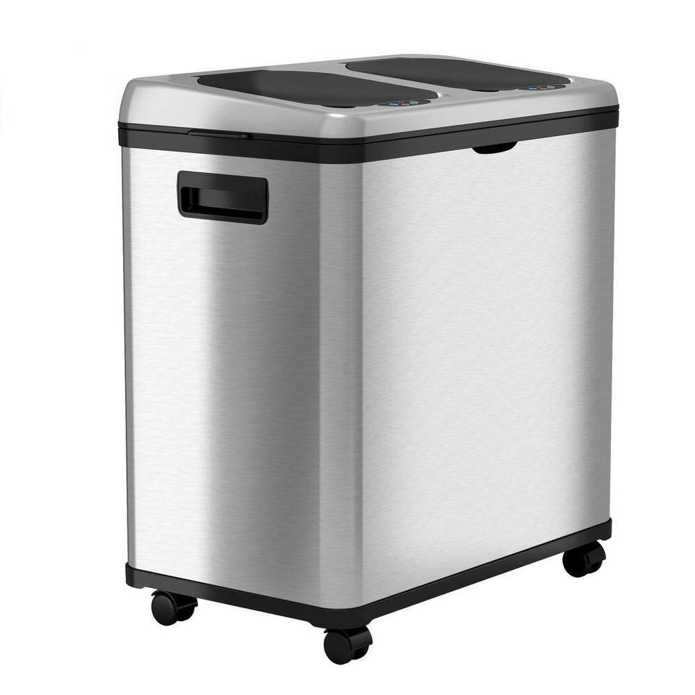 iTouchless 16 Gal. Dual-Compartment Stainless Steel Touchless Trash Can and Recycling Bin (8 Gal each) IT16RES