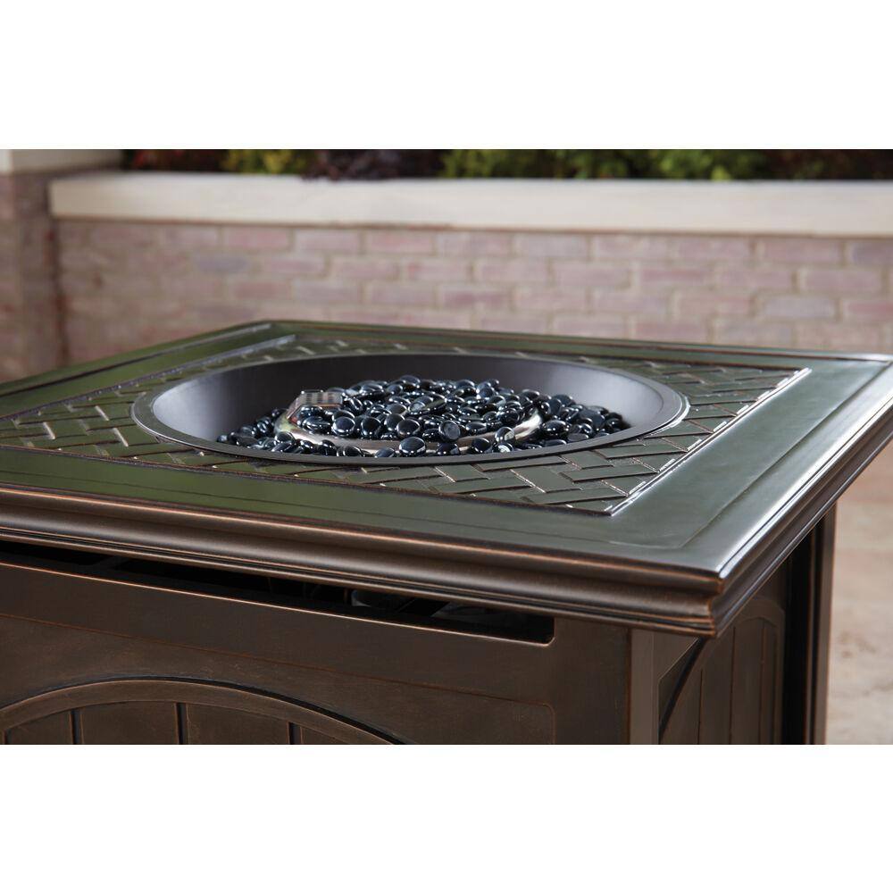 Hanover Traditions 26 in. Square Aluminum Outdoor Side Table with Fire Pit and Burner Lid TRAD26SQFP