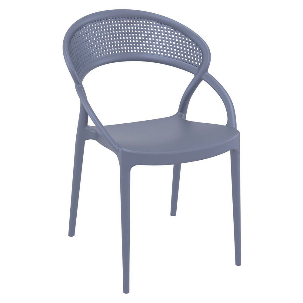 32.25 Gray Mesh Outdoor Patio Round Dining Chair