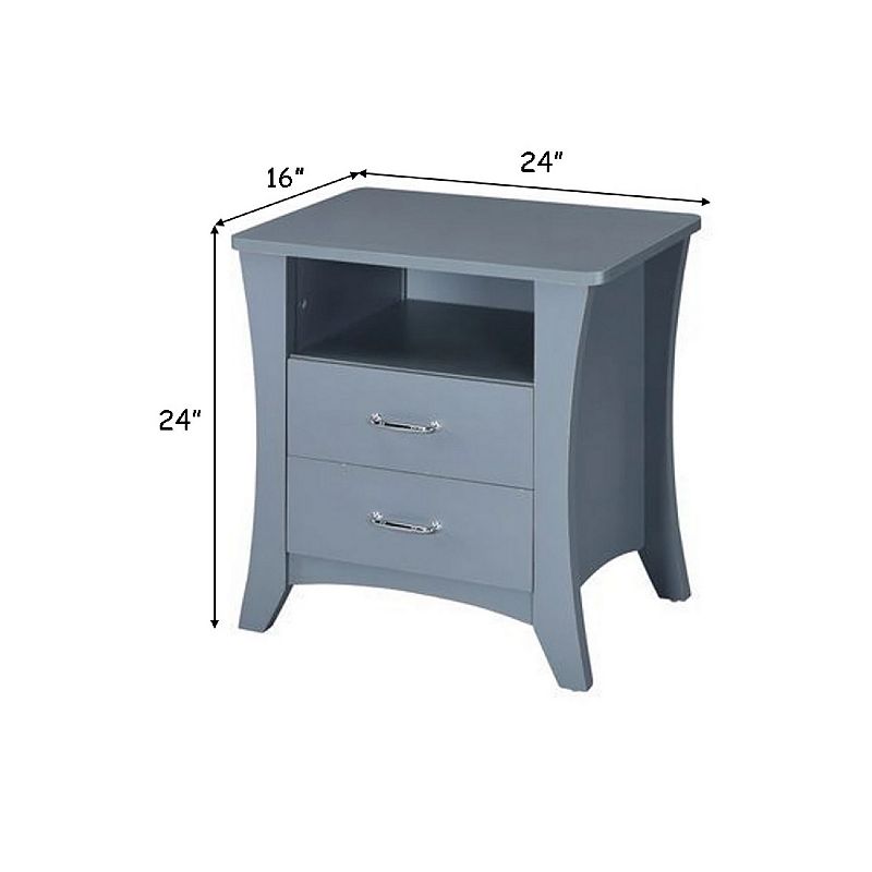 Accent Table with 2 Drawers and Open Compartment， Gray