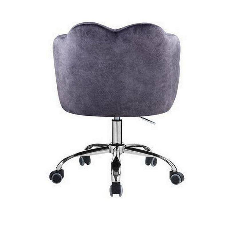 Swivel Office Chair with Shell Design Backrest， Gray and Chrome