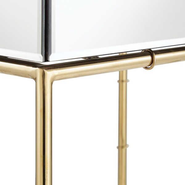 Wade Mirrored Accent Table with Gold Finish Base by iNSPIRE Q Bold