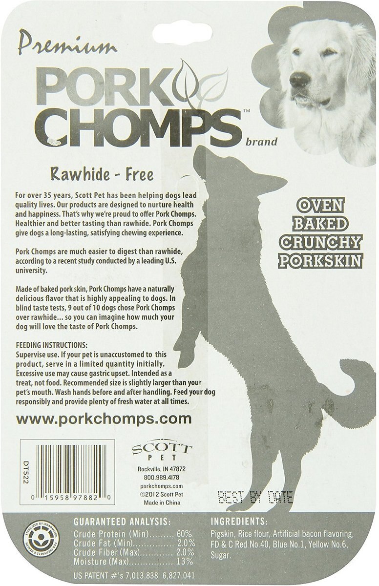 Premium Pork Chomps Bacon Flavor Crunchy Bone Dog Treats