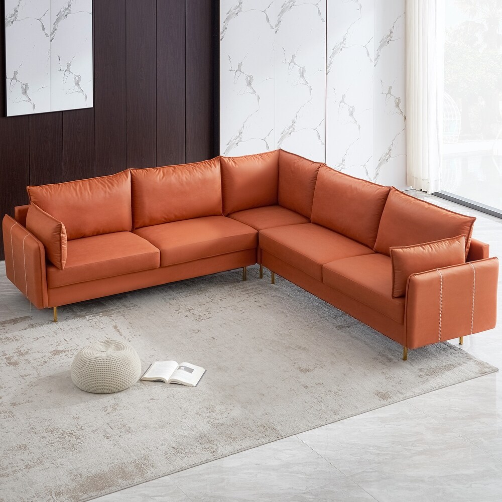 Technical Leather L Shaped Sectional Sofas  Comfort Upholstered Corner Sofa