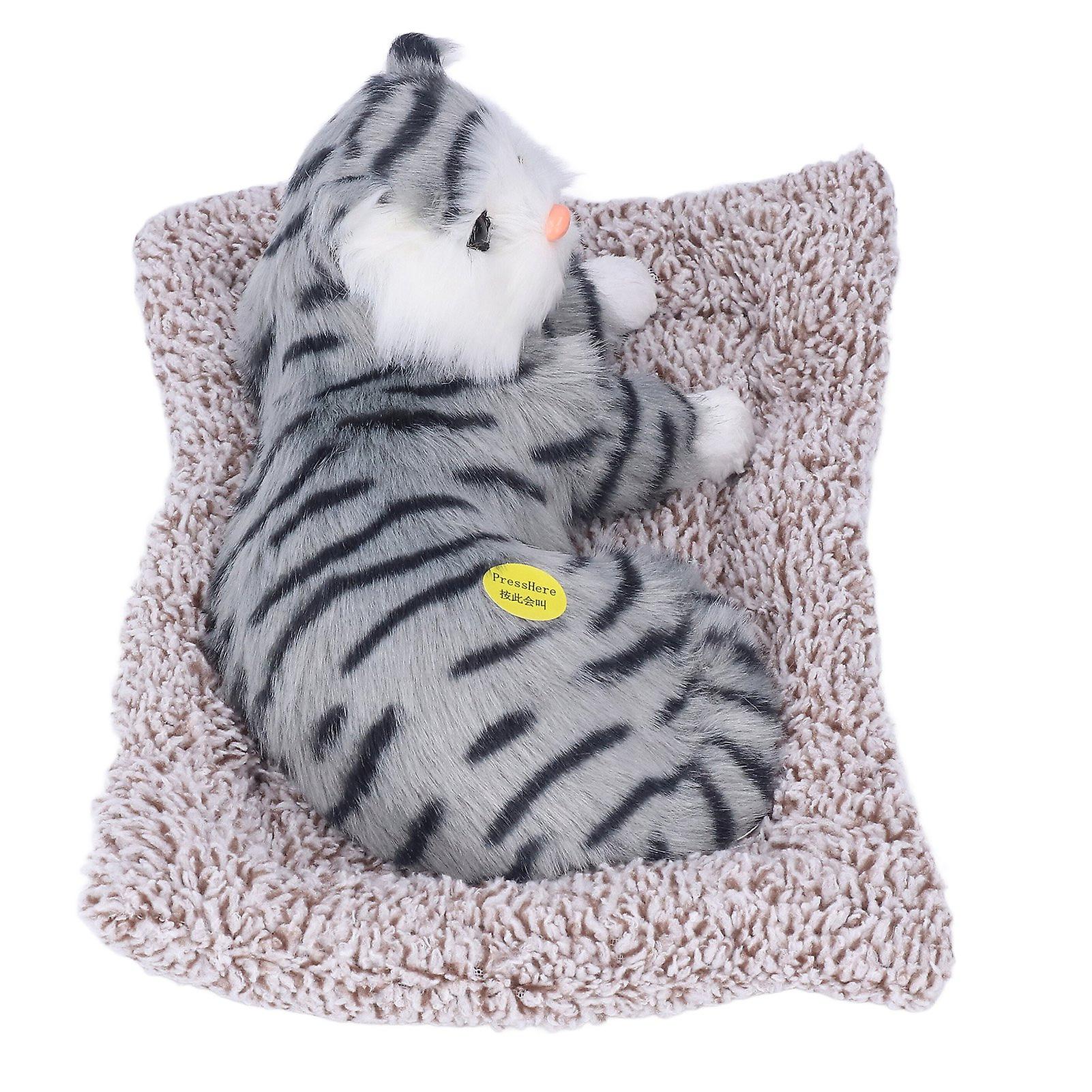 Cat Ornament Simulation Design Vivid Cute Plush Lying Cat With Activated Carbon For Car Home Decorationblue Print