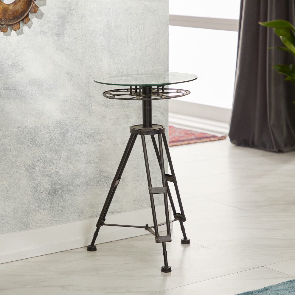 Homer Metal and Glass Accent Table   Industrial   Side Tables And End Tables   by GwG Outlet  Houzz