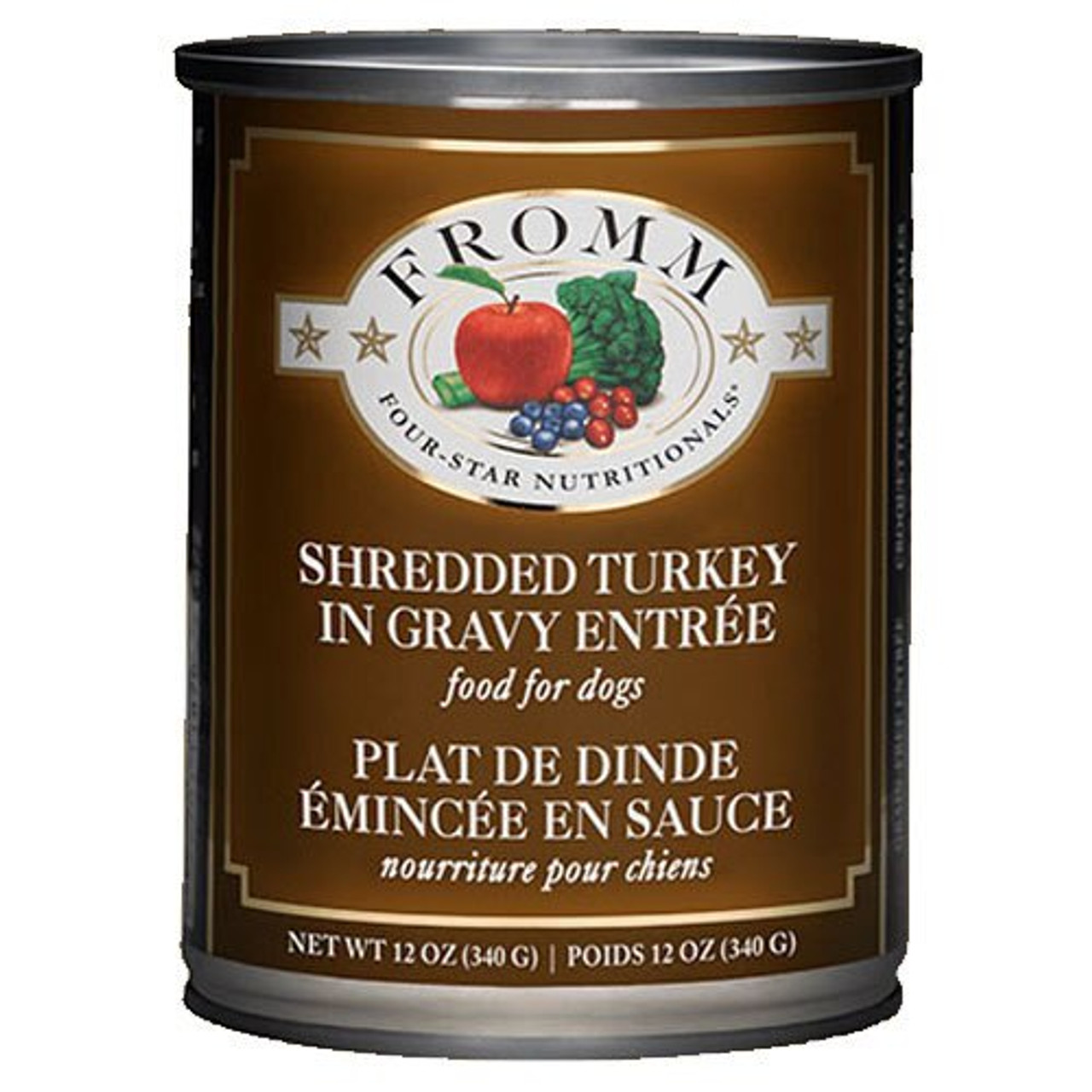 Fromm Four-Star Shredded Turkey In Gravy Entree Canned Dog Food， 12 Oz.