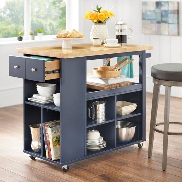 angelo:HOME Kitchen Island/Cart - Boston (Navy)